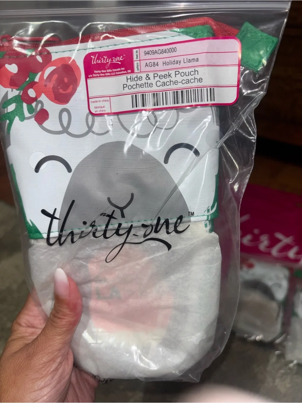 Thirty-One Gifts- Hide a Peak Pouch Holiday Llama